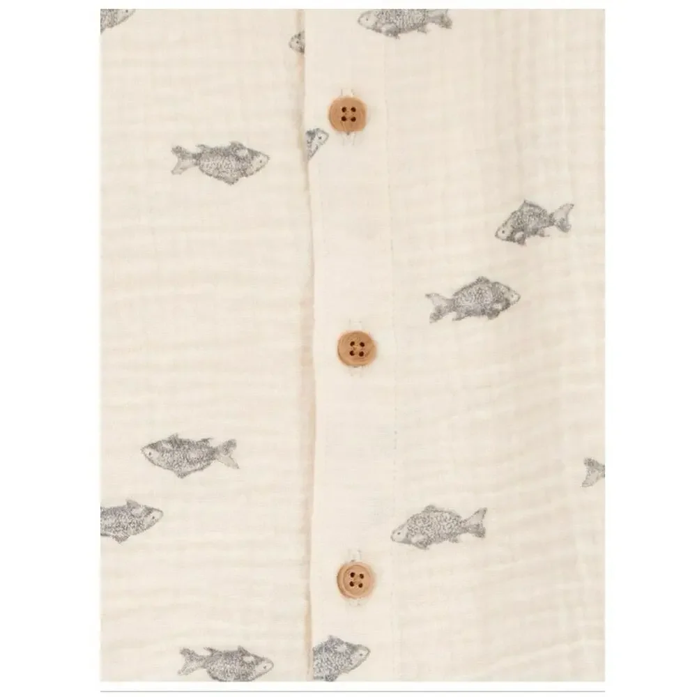 Carter's Child of Mine 2-Piece Baby Boy Outfit Set shirt shorts 3-6 Month beige